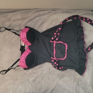 Medium, black and hot pink lingerie